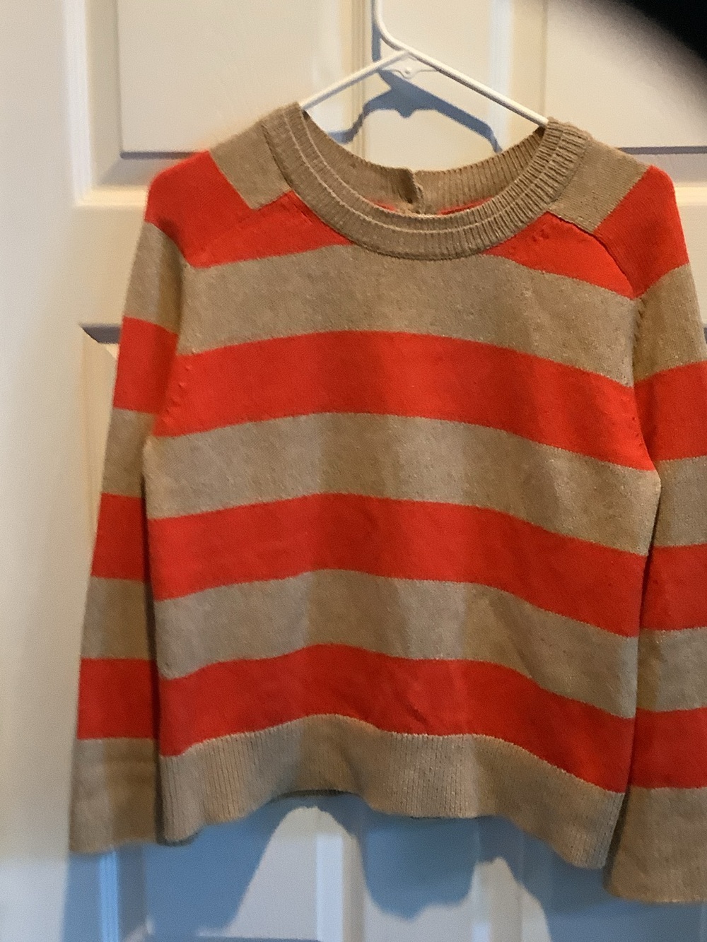 Lands' End‎ Canvas Red and Tan Ribbed Crewneck Sweater